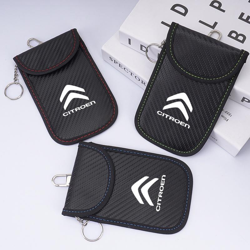 Leather Car Key Case Signal Blocker Bag Shielding Pocket For Citroen C1 C2 C3 Grand C4 Picasso C4L VTS C-ELYSEE DS Accessories aje256