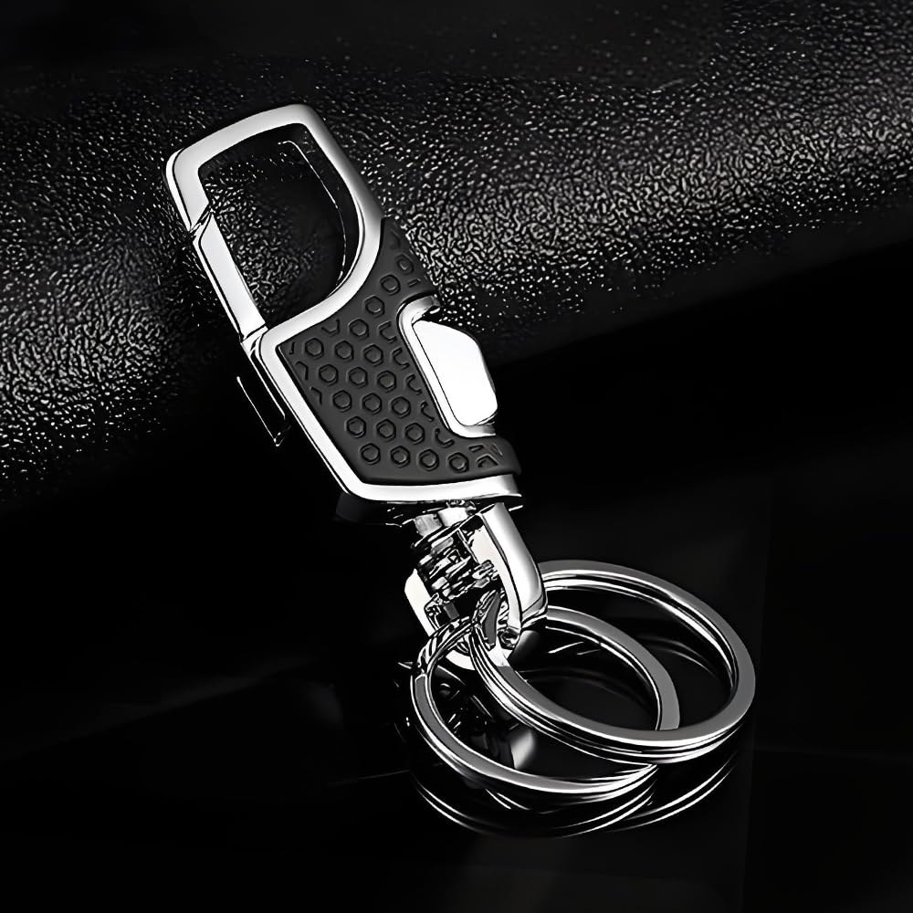 YINKE Key Chain, Carabiner, Car, Motorcycle, Keyring, One-Touch, Durable, Stylish, Lightweight, Easy To Install, Black, Men's