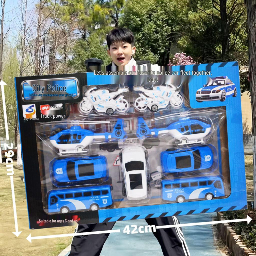 Free Shipping Pull-Back Construction & Firefighting Vehicle Toy Set for Boys - Ideal Gifts for Kindergarten Students