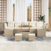 Ensemble de Canapés de Jardin vidaXL 10 Pièces avec Coussins Beige Rattan Poly Acacia, Canapé de Jardin vidaXL 2 Places 3364591
