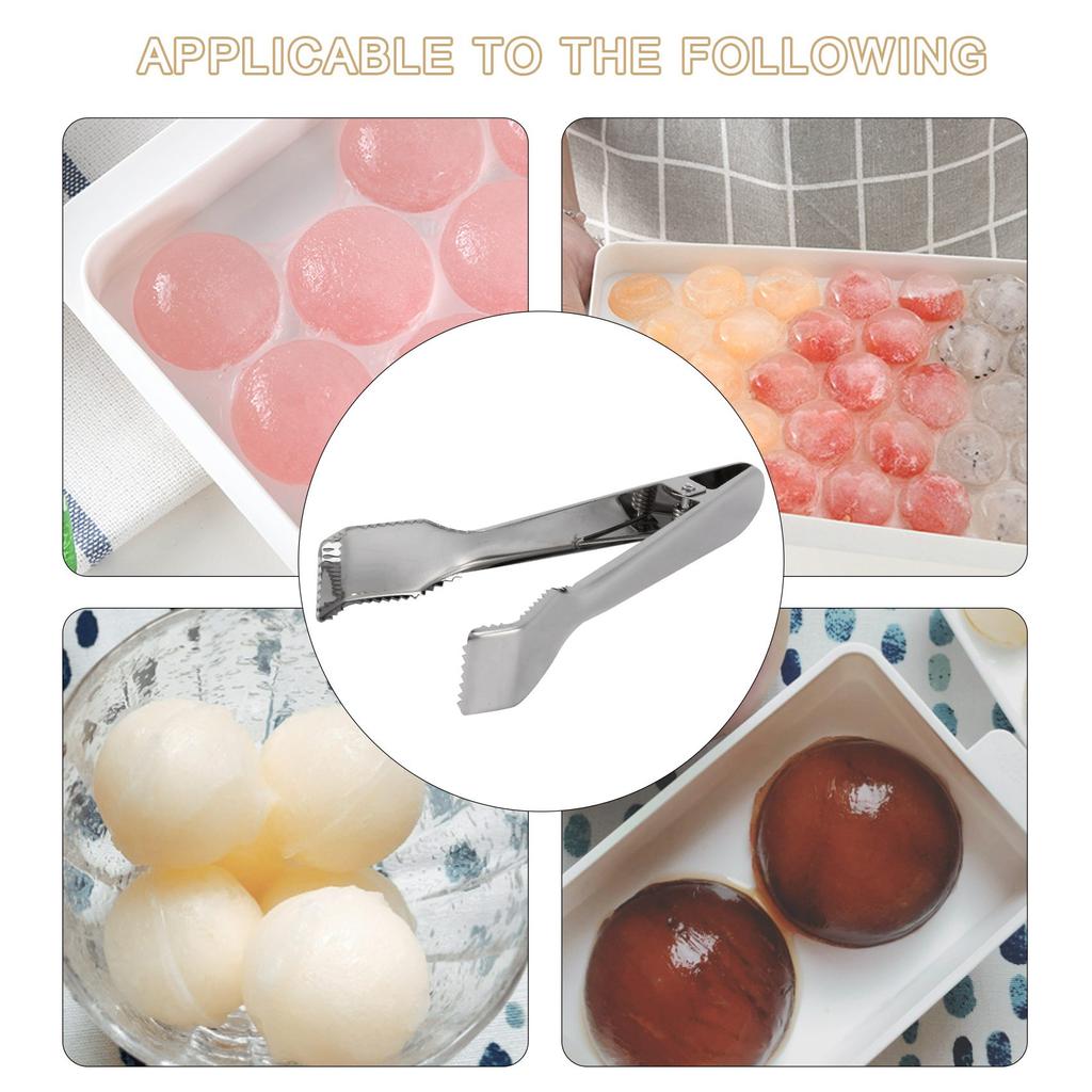 ABUL-2 Pcs Stainless Steel Ice Tongs With Sawteeth For Ice Bucket Ice Sugar Cubes Coffee Bar Food Serving