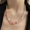 Meier Bohemian Ethnic Freshwater Pearl Necklace with Colorful Glass Heart Pendant Choker