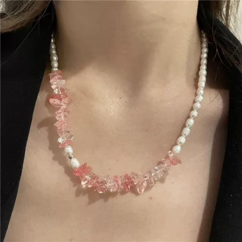 Meier Bohemian Ethnic Freshwater Pearl Necklace with Colorful Glass Heart Pendant Choker