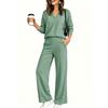 Women's V-Neck Long Sleeve Sweatshirt and Jogger Pants Set Color Activewear for Gym Workouts