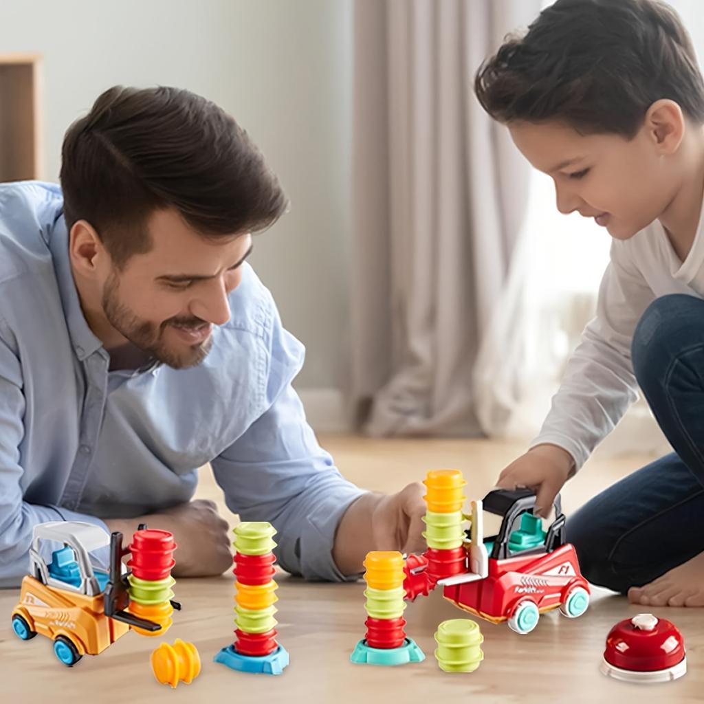 Material Engineeer Forklift Transport Game Brain-Boosting Construction Toy With Truck, Stacking   Matching Skills