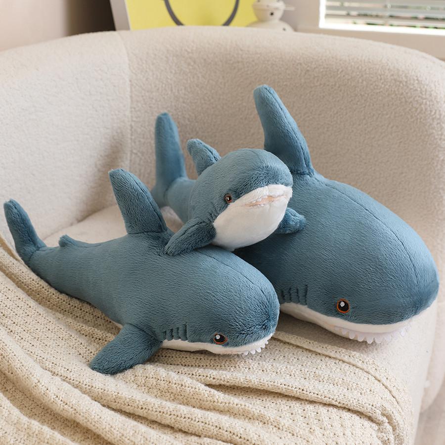 30/45/60/80/100cm Lustiges Niedliches Hai Plüschtier Weiches Stofftier Lesekissen für Geburtstagsgeschenke Kissen Puppe Geschenk
