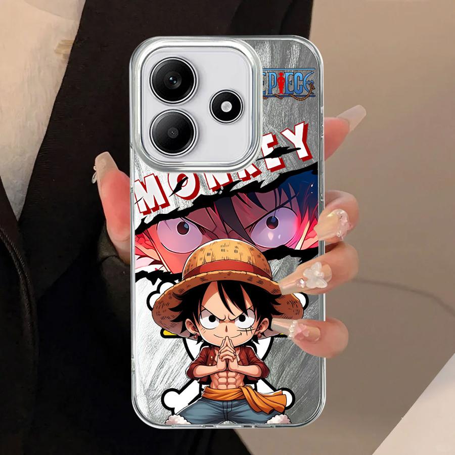 Black Soft Shell Phone Case for iPhone 16e 16 Pro Max 14 15 12 11 17 Air 14 Plus 13 Pro Cute Anime Ones Pieces Luffy