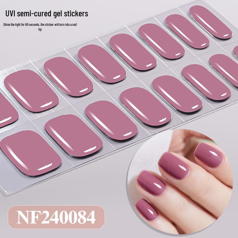 Zhengxiang Japanese Style UV Gel Nail Stickers - Solid Color, Semi-Cured, Popular Light Curing Design