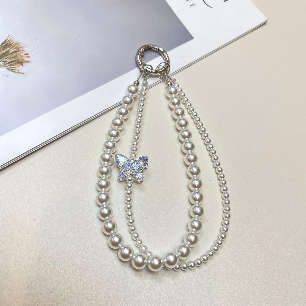 Perlmutt Schmetterling Handy Lanyard Mit Strasssteinen Verzierungen Für Frauen Und Männer