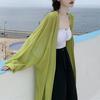 Damen Langarm Chiffon Schalhemd Strand Midilanger Cardigan Tops