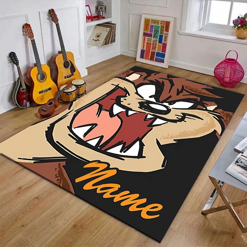 Custom Taz Mat Personalized Name, Polyester Washable Indoor Entryway Rug, Gift for Christmas, Easter, Thanksgiving Day