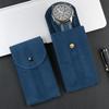 3 colors Portable Watch Bag Gift Shock-proof Press Button Short Velvet Snap Watch Packing Pouch green single storage box