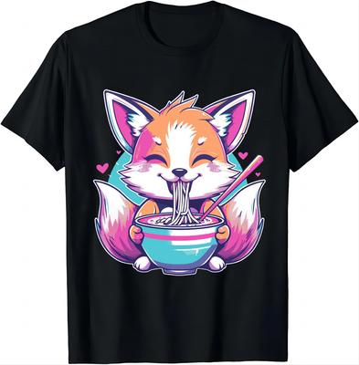 T-shirt Orgoglio Transgender Volpe Kawaii Ramen Noodles Bandiera Trans Donna Abbigliamento Top Abbigliamento Kawaii Camisetas