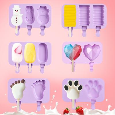 Cartoon Ice Cream Mold Silicone Popsicle Molds Reusable Cake Pop Mould For Summer Party