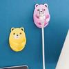 Cute Bear Plugs Holders Adhesive Wall Hook Plastic Phone Charger Holders No Drilling Needed Wall Mounted Organizer for Plugs Charger Storage