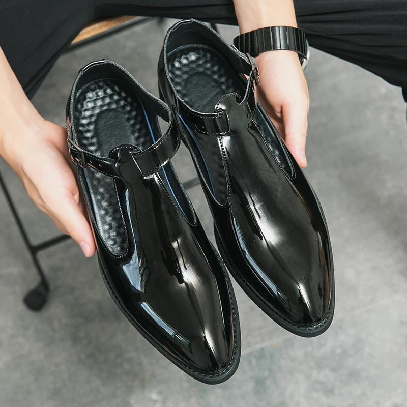 

Мода Европейская Станция Новые Мужские Остроносые Сандалии Повседневные Простые Дышащие Кожаные Туфли Черные Красные Размеры 38-46 Мужская Обувь 41