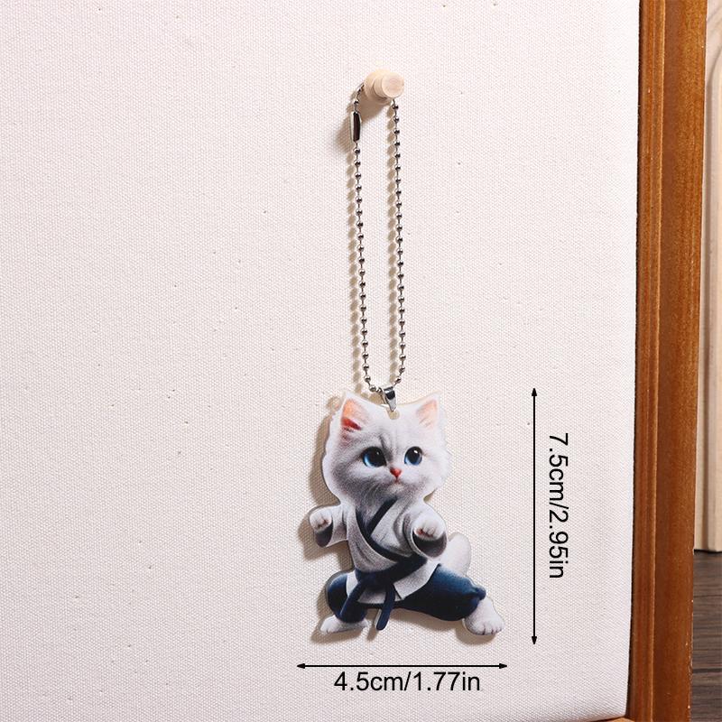 Cartoon 2D Cat Christmas Pendant Cute Animal Acrylic Auto Rearview Mirror Ornament Christmas Ornaments Pendant Decor Gift