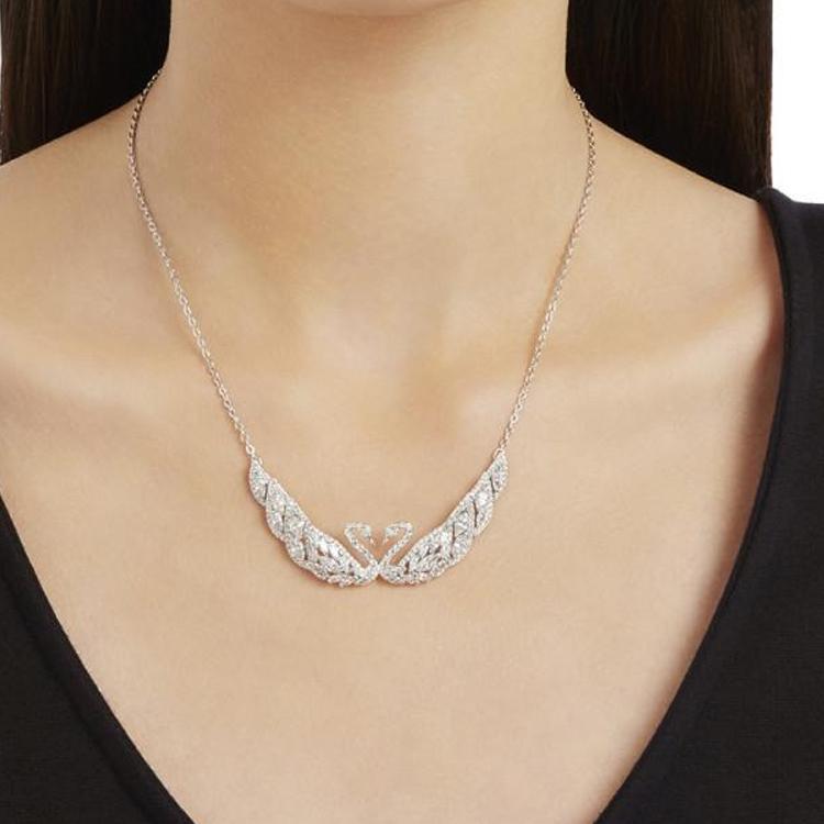 Swarovski Swan Crystal Double Swan Necklace Women necklace Silver 5201962