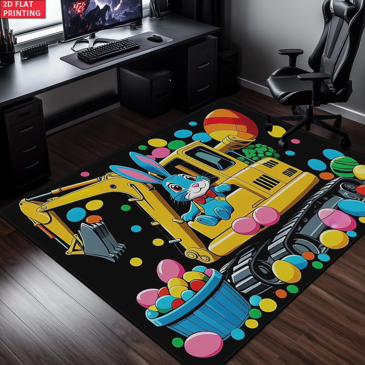 

Easter Bunny Excavator Large Room Carpet Non Slip Cartoon Kids Bedroom Living Room Floor Mat Home Decor Children s Play Carpet 40x60cm(15x23 in)