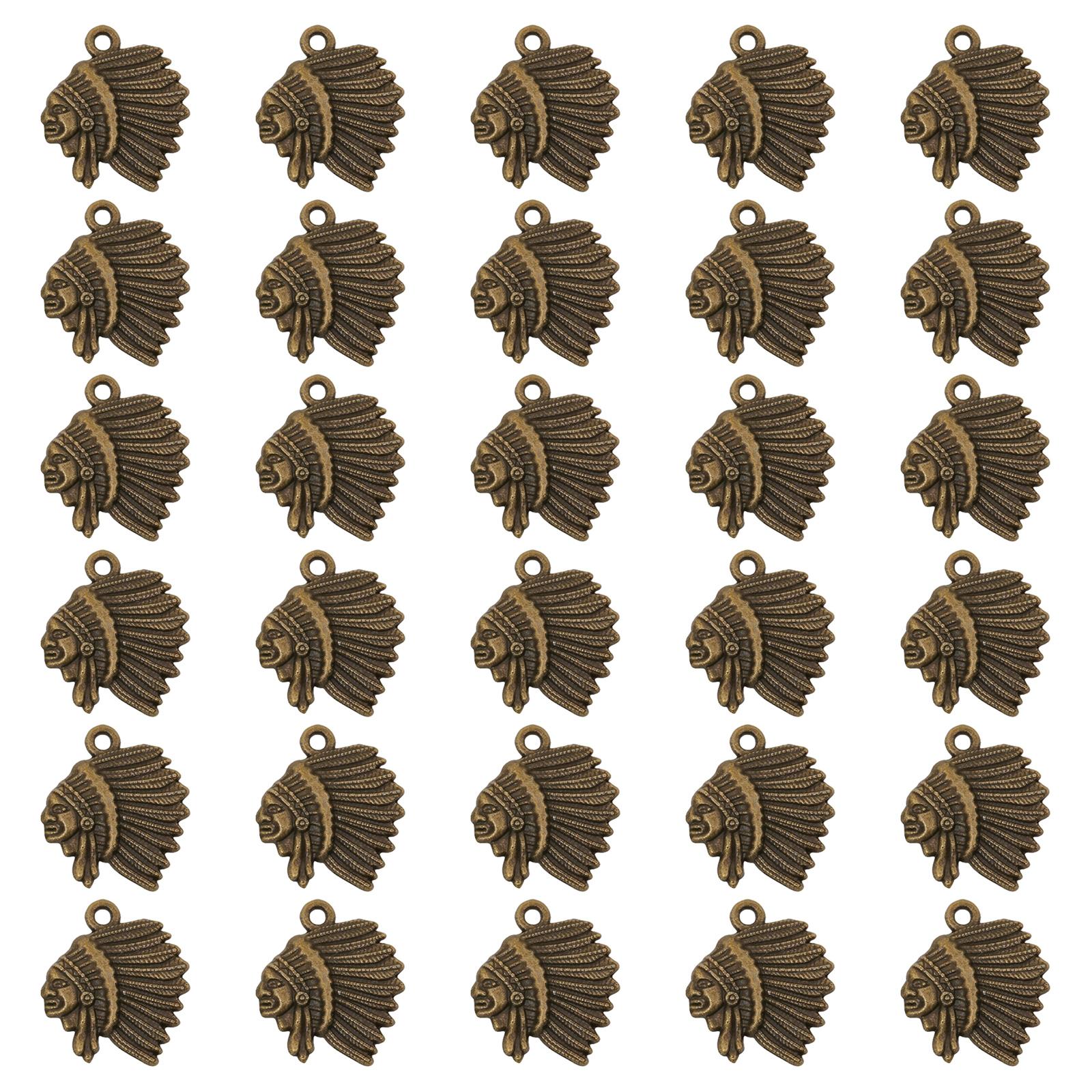 

Упаковка из 30 ожерелий с подвесками в виде головы индейского вождя, племенные украшения, подходящие для дизайна ювелирных изделий и аксессуаров