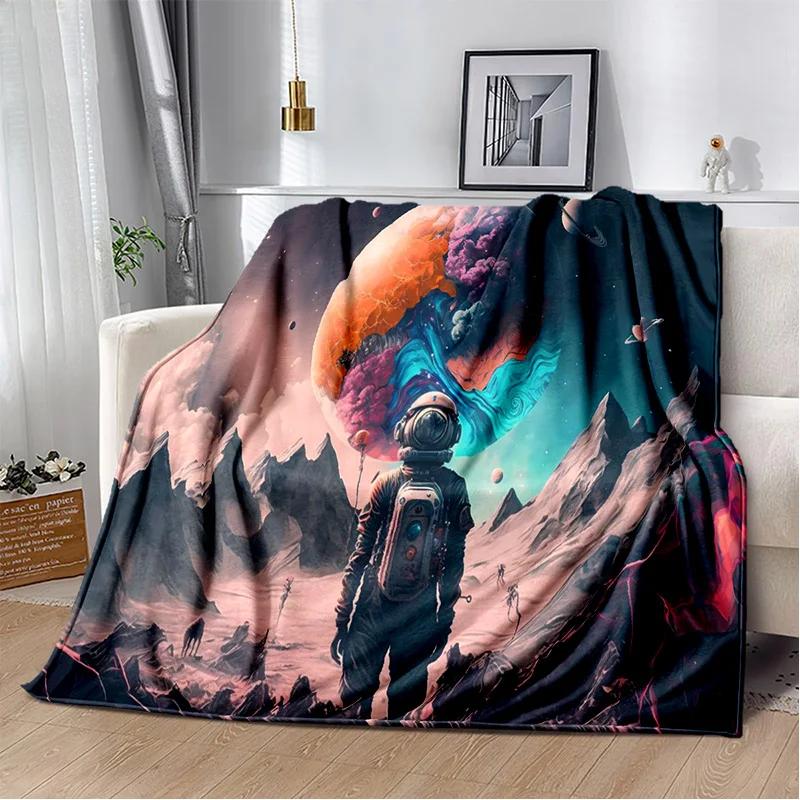 Astronaut Universe Spaceman 3D Outer Space Cartoon Blanket,Soft Throw Blanket for Home Bedroom Bed Sofa Office Cover Blanket Kid