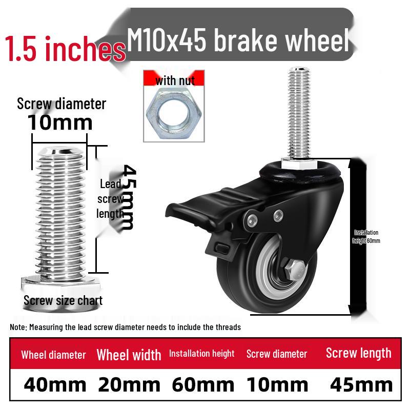 Silent Swivel Casters with Inch Threaded Rod & Double Bearings