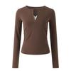 Women's V-Neck Lace Patchwork Wool-Blend Antibacterial Long-Sleeve T-Shirt