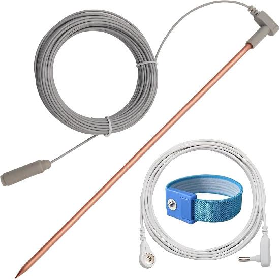 Copper Grounding Rod with 40ft Female Ground Cord, Portable Ground Rod Kit,Great for Grounded Earth Connected Products, Easy to Use with Grounding
