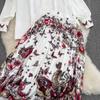 Fashion Suit Female European Station Temperament Long-Sleeved Printed Shirt Two-Piece High Waist Pleated Skirt Spring