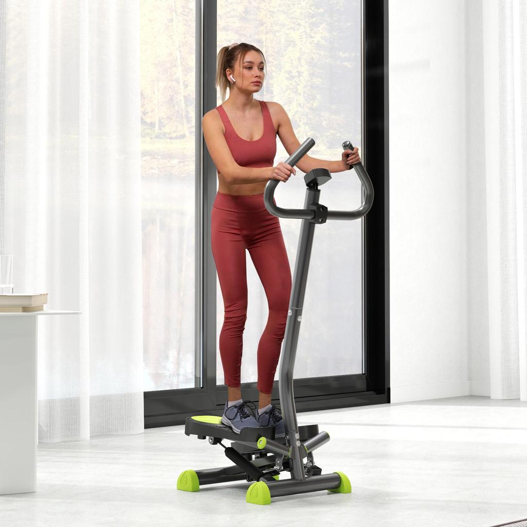 HOMCOM Stepper with Handlebar, Flat LCD Screen Adjustable Resistance
