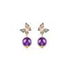 Amethyst Butterfly Stud Earrings: Luxury Design in 925 Sterling Silver with Enamel Detail for Women