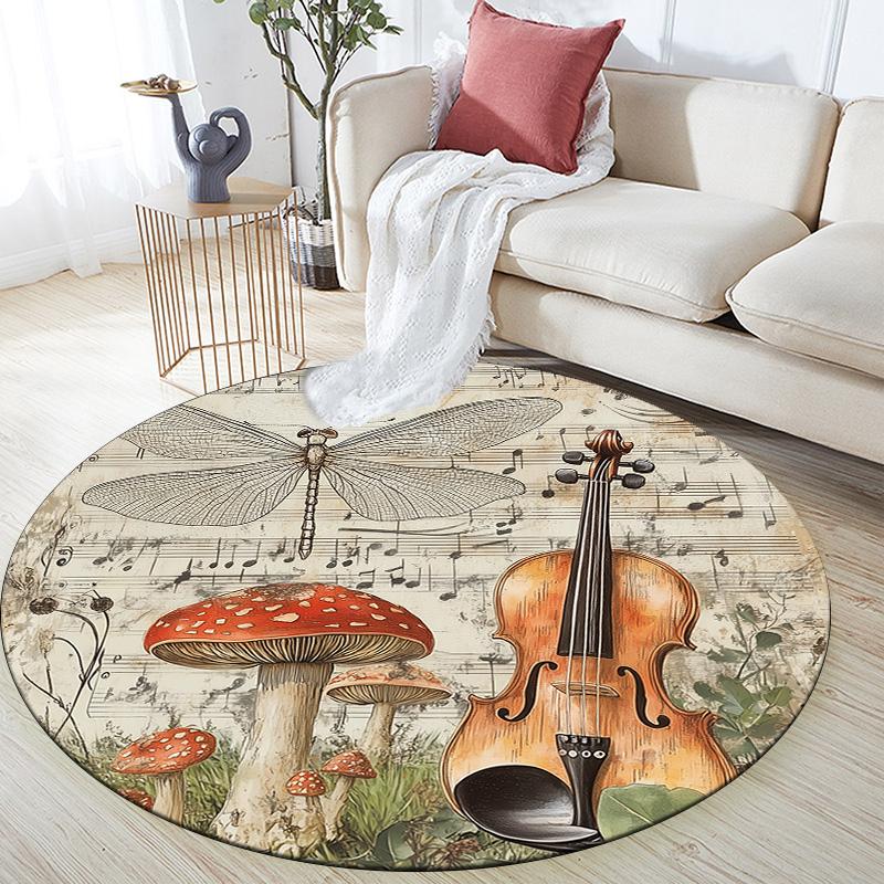 Vintage Dragonfly,Round Area Rug,Carpet Rug for Living Room Bedroom Sofa Playroom Decor,Non-slip Floor Mat