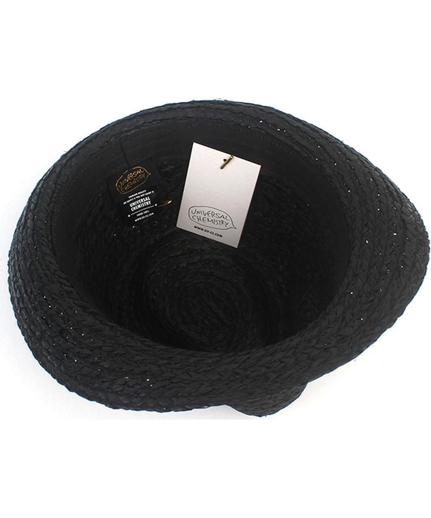 Yunibeosyeolkemiseuteuli Bu Raffia Simple Black Fedora Summer Hat