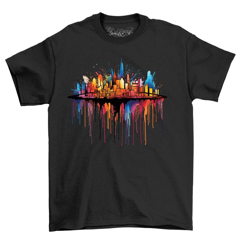 Cityscape Paint Drip Design t-shirt - Funny and Urban! 100% cotton, Funny t-shir