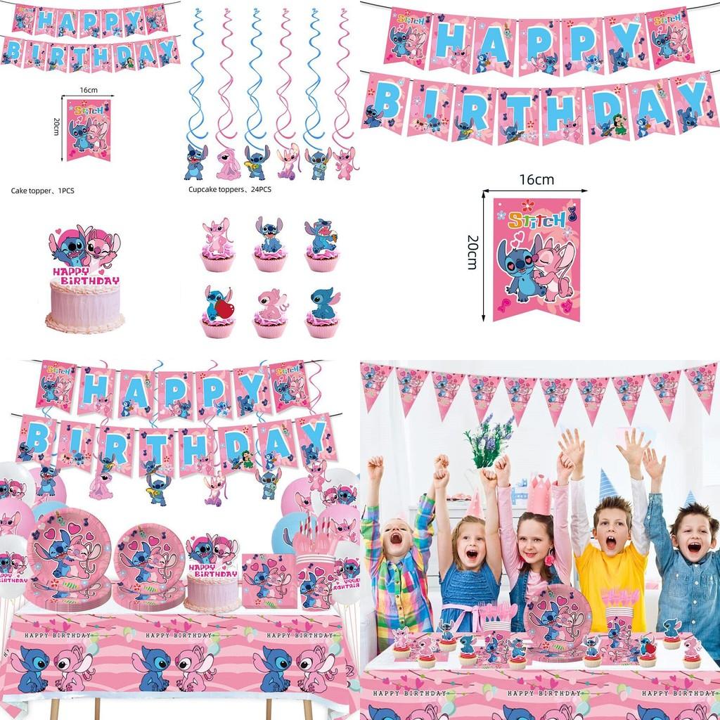 Lilo és Stitch Születésnapi Party Dekorációk Kellékek Zászló Torta Dísz Lufik