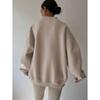Autumn Casual Women's Solid Color Long Sleeved Round Neck Sweatshirt Loose Plus Size Sweatshirt