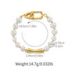 Gold Plated Pearl Bead & Irregular Metal Bar Bracelet With Extension Chain