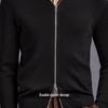 Men's Machine Washable 100% Fine Wool Stand Collar Knitted Jacket
