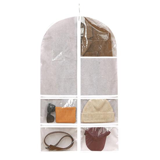 Copertura antipolvere per indumenti Tasche multiple trasparenti Chiusura con cerniera Borsa per appendere cappello, sciarpa, antipolvere, a prova di umidità, di grande capacità