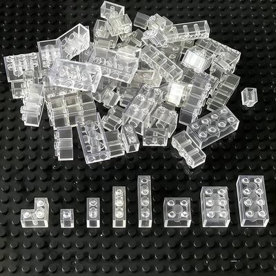 55 Stück Kleine Partikel Mix Bausteine Transparent Klar Dicke Bausteine Modell Klassische Massenteile Bausteine Geschenke Spielzeug für Kinder