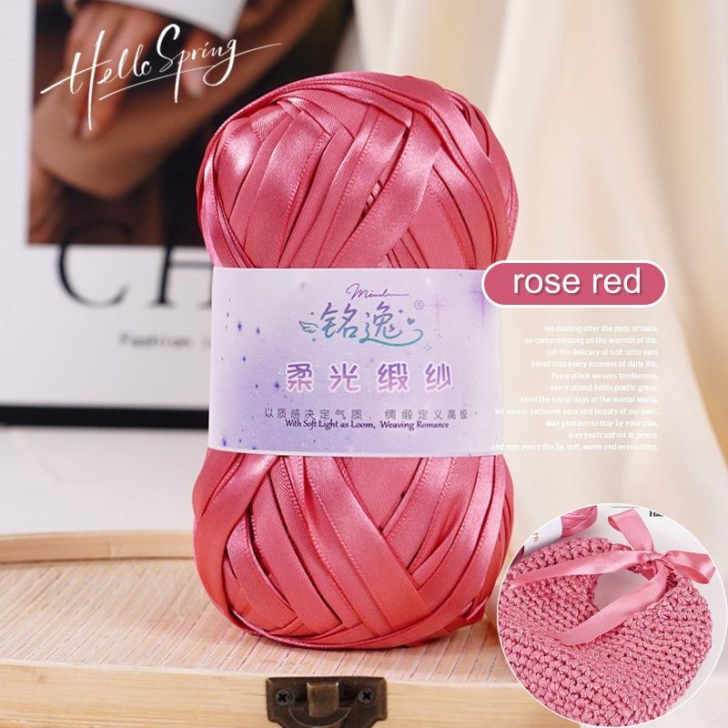 100g/roll 25mm Chunky Soft Satin Yarn Iridescent Metallic Sparkle Thread DIY Crochet Bag Knitting High-Gloss Yarn Craft