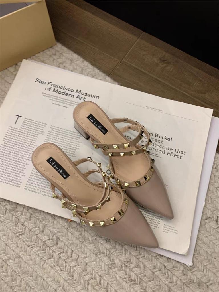 Shoe Category Pointed Toe Slippers With Rubber Sole For Womens Fashion And Office Wear