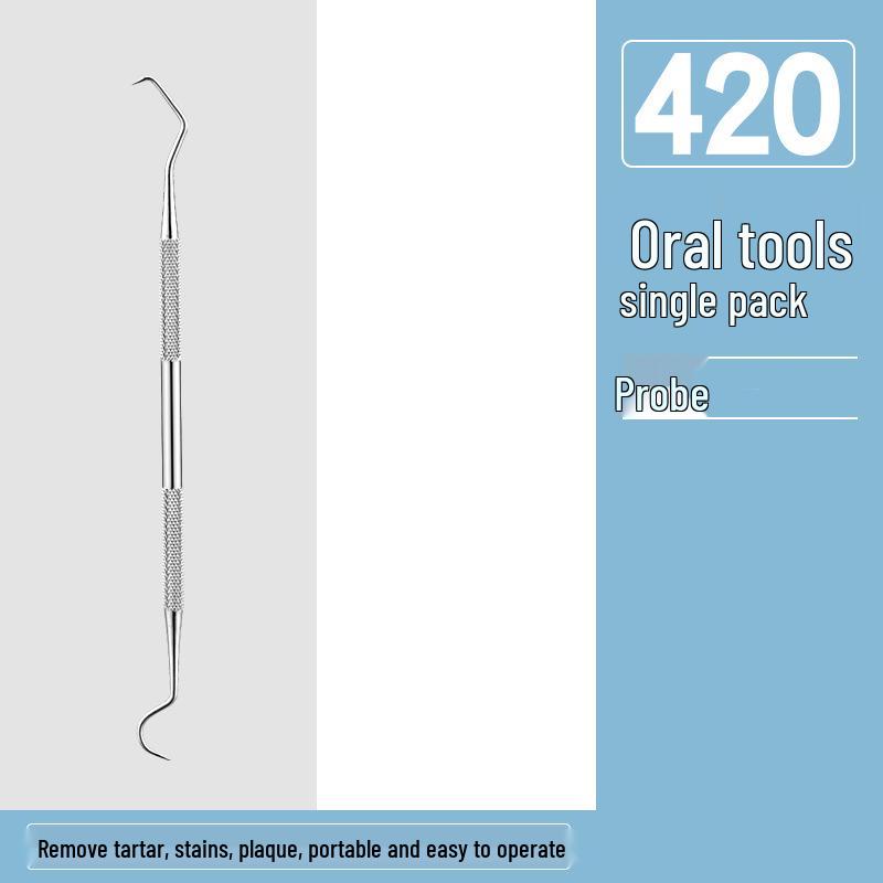 Dental Oral Care Tool Set: Stainless Steel Mouth Mirror, Probe, Tartar Remover, Toothpick