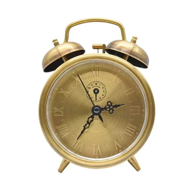 Retro Pure Copper Alarm Clock Classic Mechanical Structure Luxury Nostalgic Decor Bedside Ornament Practical for Home Gifts