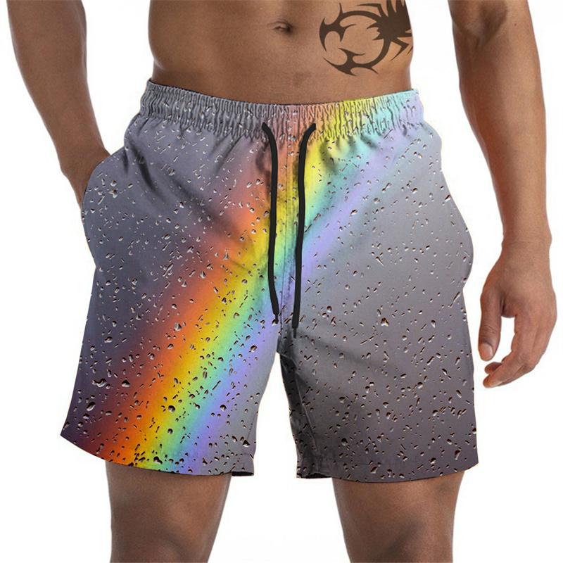 Artistic Pigments Graphic Beach Shorts For Men Colorful Printed Board Shorts Summer Short Pants Loose Swim Trunks