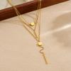 316L Stainless Steel Geometric Long Pendant Three-Layer Pendant Necklace For Women Fashion New Neck Chain Jewelry Party Gift