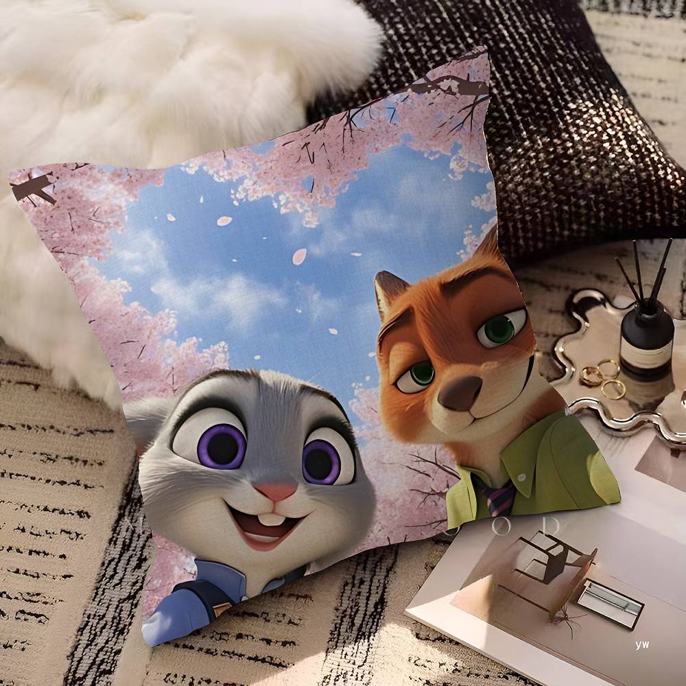 ZZootopiaS 2 1 Movie Pillow Covers Cartoon Sofa Decorative Home Doublesided Printing Short Plush Cute Cushion Cover