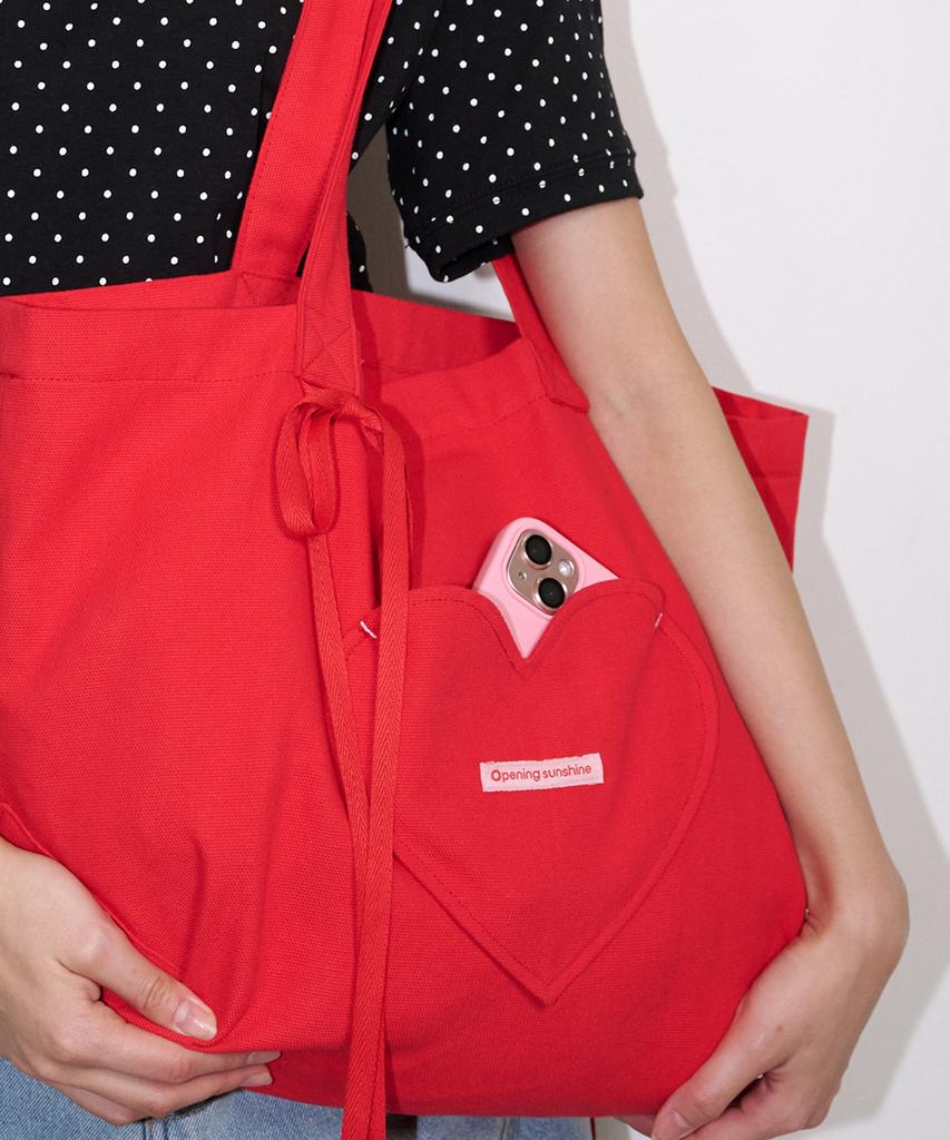 Opening Sunshine Heart Pocket Big Eco Bag Red