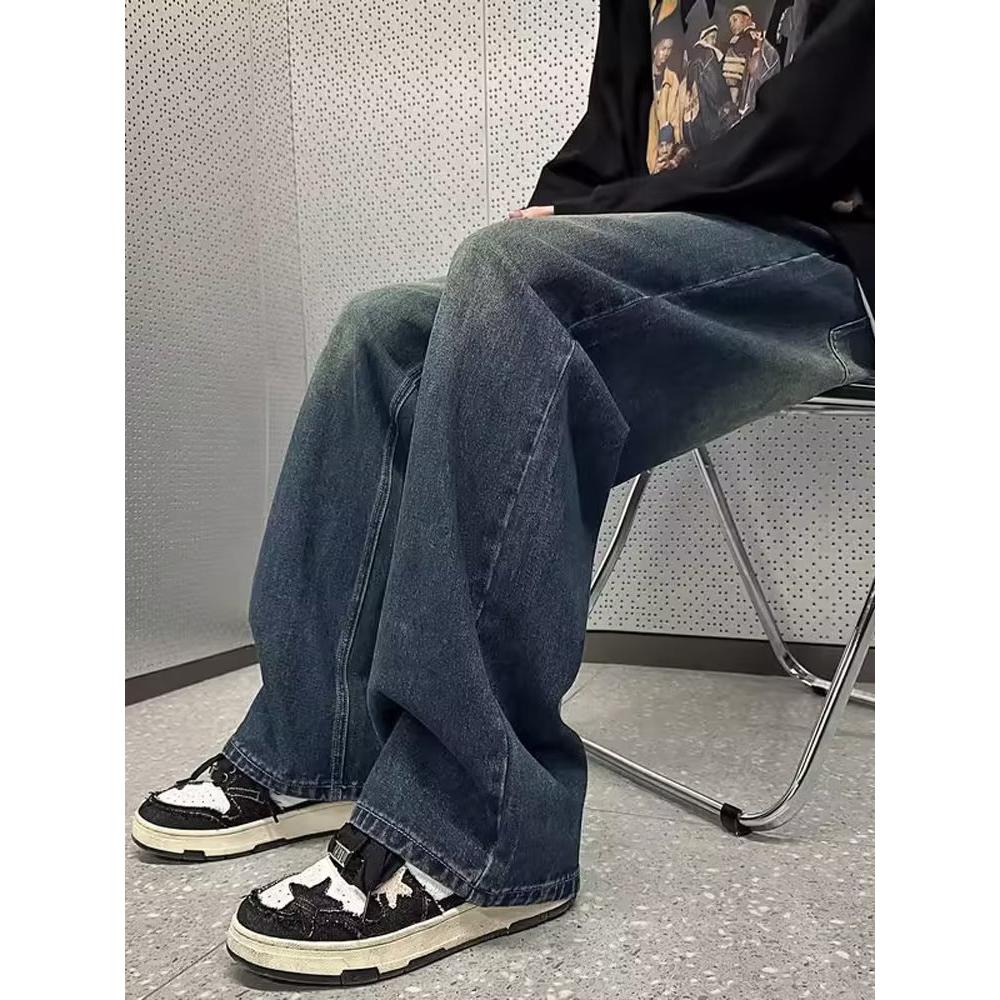 Hip Hop Rap Kot Pantolon Geniş Paça Genç Kot Pantolon Erkek Düz Paça Retro Bol Pantolon Büyük Beden Denim Pantolon