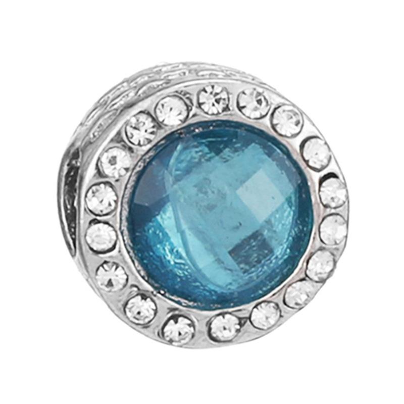 New Silver Plated Blue Diamond Alloy Large Hole Charm Beads For DIY Bracelet Necklace Jewelry Accessories Gifts